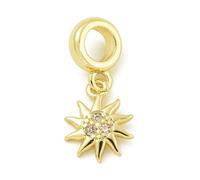 Ipotkitt 10 pcs Brass Cubic Zirconia Sun European Dangle Charms Sunshine Celestial Large Hole Charms for DIY Jewelry Making Bracelet Necklace Earrings Crafts