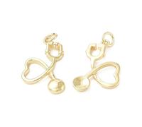 Ipotkitt 10 pcs Brass Stethoscope Charms Heart Shape Doctor Hospital Theme Metal Charms for DIY Jewelry Making Crafts Bracelets Necklace Earrings Keychains Decor