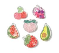 Ipotkitt 10 pcs Mixed Colors 3D-Print Acrylic Fruit Charms Food Cherry Peach Strawberry Charms for DIY Jewelry Crafts Bracelet Necklace Earrings Keychains Bag Decor