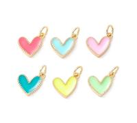 Ipotkitt 10 pcs Random Color Brass Enamel Heart Charms with Jump Ring Tiny Love Heart Shape Charm for DIY Crafts Jewelry Making Bracelet Earrings Necklace Keychains