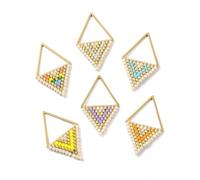 Ipotkitt 10 pcs Random Handmade Rhombus Shape Seed Loom Pattern Seed Beaded Charms Triangle Charm for DIY Jewelry Making Bracelet Necklace Earrings Keychains Bags Crafts