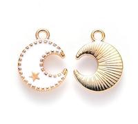 Ipotkitt 10 pcs White Alloy Moon Enamel Charms Star Celestial Metal Charms for DIY Jewelry Making Crafts Necklace Bracelet Earrings Keychains Purse Bag Decor