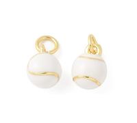 Ipotkitt 10 pcs White Brass Tennis Enamel Charms with Jump Ring Sport Ball Charms for DIY Crafts Jewelry Making Bracelet Earrings Necklace Keychains Decor