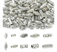 Ipotkitt 100 pcs 10 Styles Tibetan Style Zinc Alloy Column Spacer Beads Tube Shape Loose Beads for DIY Jewelry Making Crafts Bracelet Necklace Earrings Keychains Decor