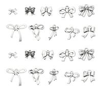Ipotkitt 100 Pcs 10 Styles Vintage Style Bowknot Charms Antique Cute Bow Tie Flatback Charms Finding for Necklace Bracelet Pendant Crafting Earrings