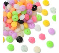Ipotkitt 100 pcs 12mm Random Colour Rondelle Silicone Beads Barrel Drum Spacer Rubber Beads for DIY Crafts Jewellery Bracelet Necklace Earrings Pens Keychains Making