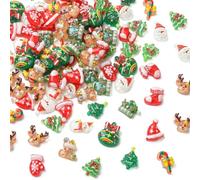 Ipotkitt 100 pcs Assorted Christmas Theme Resin Cabochons Snowman Candy Cane Festival Xmas Flatback Slime Charms for DIY Nail Art Crafts Phone Case Earrings Hair Pin Decor