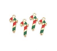 Ipotkitt 100 pcs Dark Green Alloy Candy Cane Enamel Charms Christmas Xmas Sweet Food Charms for DIY Jewelry Making Crafts Necklace Bracelet Earrings Keychains Purse Bag Decor