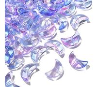 Ipotkitt 100 Pcs Lilac Electroplate Transparent Glass Beads Tiny Crescent Moon Beads Crystal Celestial Half Moon Spacer Beads for Jewelry Making DIY