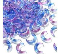 Ipotkitt 100 Pcs Purple Handmade Lampwork Glass Crescent Moon Beads Double Horn Celestial Beads Loose Spacer Beads for Jewelry Making DIY Crafts