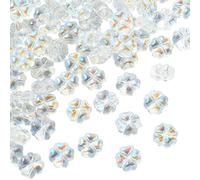 Ipotkitt 100 Pcs Transparent Czech Glass Clover Beads Crystal Lucky Clover Beads Clear Four Leaf Clover Spacer Beads for Jewelry Making Craft Supplies