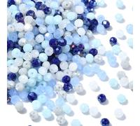 Ipotkitt 1000 Pcs 4mm Blue Glass Beads Faceted Rondelle Beads Sea Crystal Loose Spacer Beads for DIY Summer Hawaii Beadable Lanyard Earring Jewellery Making