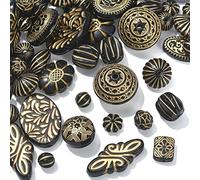 Ipotkitt 100G Plating Acrylic Oval Round Beads Coconut Brown Beads Antique Indian Totem Beads for Jewelry Making DIY Bracelet Necklace Hair Crafts