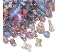 Ipotkitt 100G Random Plating Acrylic Beads Mixed Shape Leaf Butterfly Seashell Beads Bulk Spacer Loose Beads for DIY Jewelry Making Craft Accessories