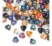 Ipotkitt 100Pcs 9 Colours Electroplate AB Colour Tiny Heart Glass Beads Strands for DIY Crafts Finding Jewellery Making Accessories - 7~8x8mm