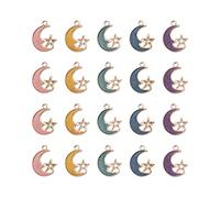 Ipotkitt 100pcs Assorted Moon Star Charms Enamel Mixed Color Moon Star Space Charms for Jewellery Making Bracelet Bulk