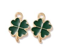 Ipotkitt 100pcs Clover Enamel Charms Shamrock St. Patrick's Day Theme Charms Bulk for Jewellery Making Bracelets Necklace Earrings DIY Crafts