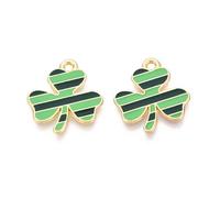 Ipotkitt 100pcs Green Alloy Enamel Clover Charms Shamrock Saint Patrick's Day Irish Luck Charms Bulk for DIY Jewelry Making Bracelet Necklace Earrings Keychains Crafts