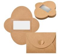 Ipotkitt 100pcs Kraft Brown Paper Envelopes with Heart Clasp Window Gift Card Holders Bulk for Wedding Birthday Party Office Supplies Business Membership Card Invitation