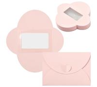 Ipotkitt 100pcs Pink Kraft Paper Envelopes with Heart Clasp Window Gift Card Holders Bulk for Business Membership Card Invitation Wedding Birthday Party Office Supplies