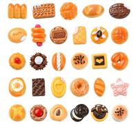 Ipotkitt 100pcs Random Resin Food Cabochons Bread Cookies Chocolate Shaped Embellishments Cute Baking Flatback Charms for Bag Decor Jewellery Making