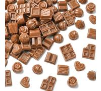 Ipotkitt 100pcs Random Resin Imitation Chocolate Flatback Slime Charms Food Embellishments Round Candy Cabochons for DIY Jewellery Phone Case Hair Clip Decor
