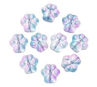 Ipotkitt 100Pcs Two Tone Paw Prints Lampwork Beads Tiny Cute Beads with Gold Powder for Girl Necklace Bracelet Earrings Jewellery Making - 13.5x13.5mm