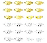 Ipotkitt 10pcs Alloy Magnetic Double Heart Clasps Love Shape Link Connector Clasps Heart Extender Clasp for Bracelet Necklace Jewellery Making DIY Crafts- 2 Colour