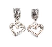 Ipotkitt 10pcs Antique Silver Hollow Heart Metal European Charms Tibetan Style Large Hole Charms for DIY Jewellery Making Bracelet Necklace Earrings Keychains Crafts