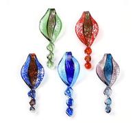 Ipotkitt 10pcs Lampwork Spiral Charms Glass Sea Shell Animal Charms Conch Big Pendants with Gold Sand for Bracelet Necklace Home Decor DIY Jewellery Crafts- Random Styles