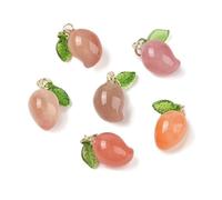 Ipotkitt 10pcs Natural Agate Mango Charms with Acrylic Leaf Tropical Fruit Crystal Stone Charms for DIY Jewellery Making Bracelet Necklace Earrings Keychains Crafts