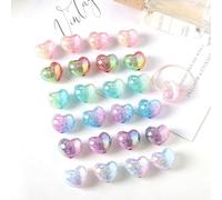 Ipotkitt 10pcs Random Heart Shaped Acrylic Beads Two Tone Plastic Beads Transparent Crackle Ornaments for DIY Craft Necklace Earring Jewellery Making