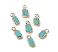 Ipotkitt 10pcs Synthetic Turquoise Rectangle Charms Chakra Healing Stone Crystal Charms with Brass Edge for DIY Craft Earring Bracelet Jewellery Making