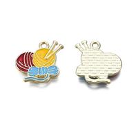 Ipotkitt 10pcs Wool Ball of Yarn Enamel Charms Sewing Crochet Knitting Theme Metal Charms for DIY Jewellery Making Crafts Bracelets Necklace Earrings Keychains Decor