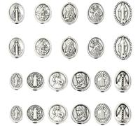 Ipotkitt 110pcs 11 Styles Antique Silver Alloy Religious European Beads Virgin Mary Religion Catholic Beads for Rosary Bracelets Necklaces Jewellery Making DIY Crafts