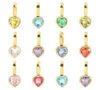 Ipotkitt 12 pcs 12 Colors 304 Stainless Steel Rhinestone Heart Charms Love Shape Charms for DIY Jewelry Making Crafts Bracelet Necklace Earrings Keychains Decor