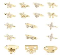 Ipotkitt 14pcs 7 Styles Brass Cubic Zirconia Heart 2 Holes Link Spacer Beads Star Clover Slide Charms Multi Strand Hole Connector Beads for Jewelry DIY Bracelets Necklace Crafts