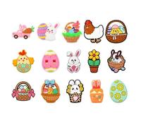 Ipotkitt 15pcs 15 Styles Easter Themed Silicone Focal Beads Rubber Egg Dog Beads Flower Chick Spacer Beads for DIY Craft Bracelet Keychain Pen Jewelry Making