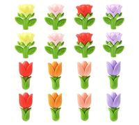 Ipotkitt 16 pcs 8 Colors Flower Silicone Focal Beads Spring Floral Tulip Spacer Beads for DIY Jewelry Making Bracelets Earrings Necklace Keychains Pens Crafts
