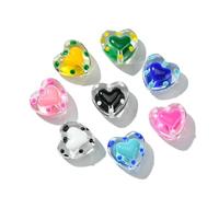 Ipotkitt 16 Pcs 8 Colors Handmade Lampwork Heart Beads Enamel Love Beads Crystal Glass Heart Shaped Bead for DIY Pen Keychain Bag Jewellery Making