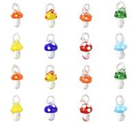 Ipotkitt 16pcs 8 Colours Handmade Lampwork Mushroom Charms Cute Vegetable Food Charms for DIY Forest Theme Art Craft Supplies Keychains Necklace Jewellery Making