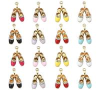Ipotkitt 16pcs Rhinestone Ballet Shoe Charms Alloy Enamel Dancing Shoe Dancer Charms for Bracelet Jewellery Making Bulk