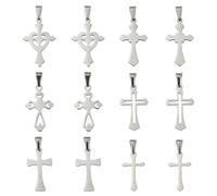 Ipotkitt 18 pcs 6 Styles 304 Stainless Steel Cross Charms Religious Crucifix Jesus Charms for DIY Jewelry Making Crafts Bracelets Earrings Necklaces Keychains Bag Purse Decor
