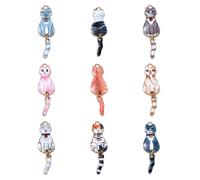 Ipotkitt 18 Pcs 9 Colours Metal Cat Charms with Swinging Tails Small Kitten Print Charms Cute Animal Pet Charms for DIY Necklace Earring Gift Jewellery Making