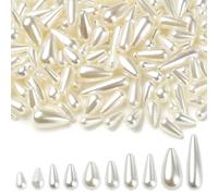 Ipotkitt 185pcs 10 Styles White Acrylic Imitation Pearl Beads Plastic Teardrop Spacer Beads Raindrop Loose Beads for DIY Pen Earring Jewellery Making
