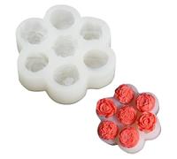 Ipotkitt 1pc 7Cavity White Flower Silicone Moulds Small Floral Rose Candy Moulds for Candy Fondant Cake Chocolate Keto Fat Bomb Jelly Ice Candles Crafts
