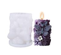 Ipotkitt 1pc Column Shape Butterfly Pattern Candle Silicone Moulds Flower Insect Spring Resin Casting Moulds for Candles Soap Epoxy Resin Wax DIY Crafts Home Decor