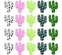 Ipotkitt 20 Pcs 5 Colors Cactus Silicone Focal Beads Tropical Plant Summer Beads Desert Loose Spacer Beads for DIY Beadable Keychain Necklace Jewellery Making
