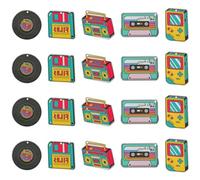 Ipotkitt 20 Pcs 5 Styles Colourful Retro Music Theme Acrylic Charms Transparent Radio Disc Shape Charms Funny Cassette Tape Charms for DIY Earrings Bracelet Necklace Jewellery Making