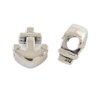 Ipotkitt 20 pcs Antique Silver Alloy Anchor European Beads Tibetan Style Nautical Rudder Sailor Spacer Large Hole Beads for DIY Jewelry Bracelet Necklace Earrings Keychains Crafts